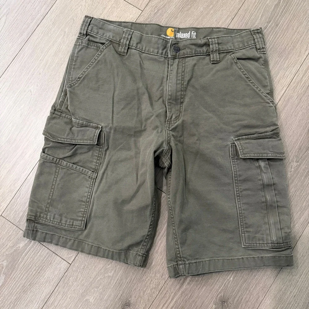 Lot of 3 Carhartt Relaxed Fit Cargo Shorts Mens 34 Blue Green Tan Ripstop Force